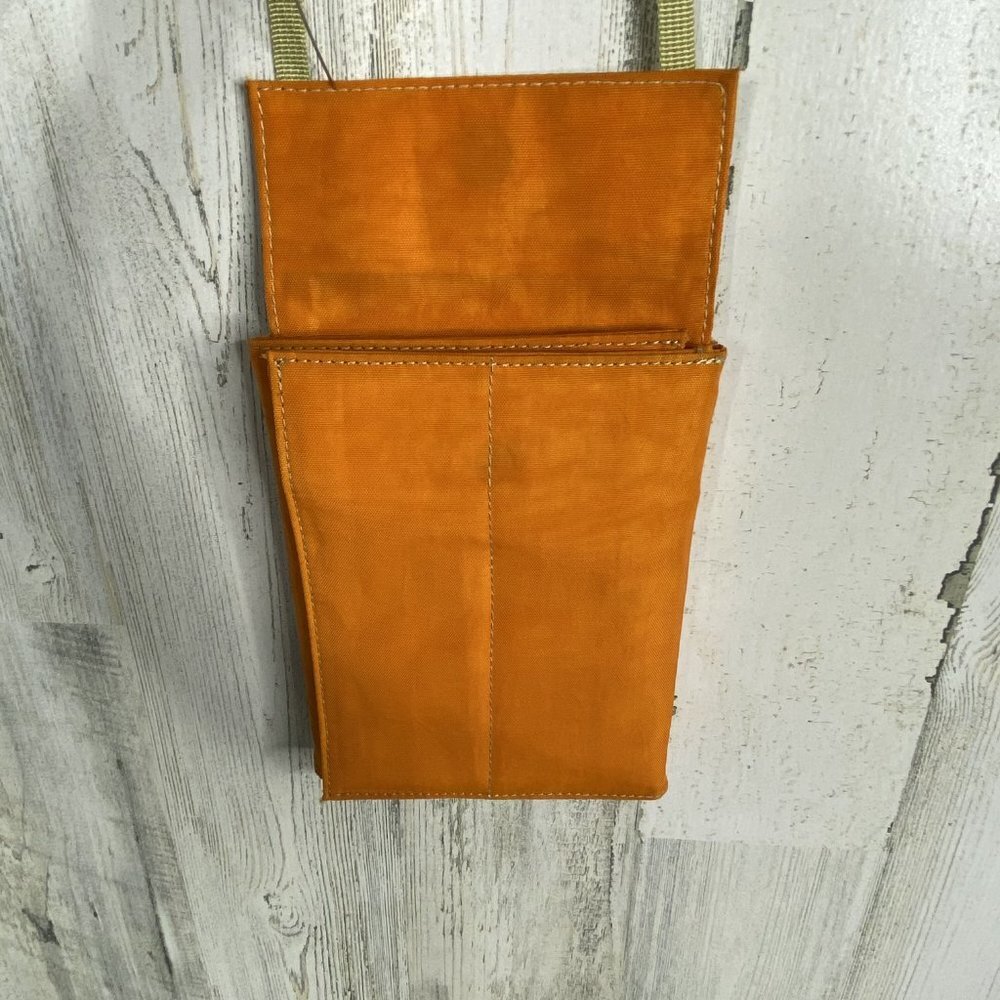 Womens Bright Orange Crossbody Trifold Travel Bag - Picture 3 of 7